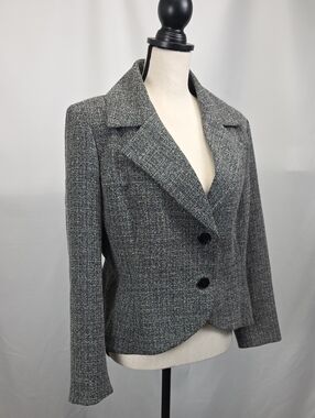 metrostyle Heathered Gray Tweed Blazer Jacket Size 10